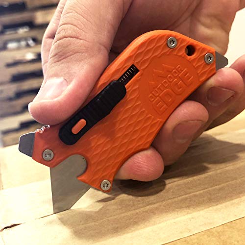 Outdoor Edge SlideWinder - Utility Knife Multitool with Standard Replaceable Razor Blade, Screwdrivers, Prybar, Bottle Opener and Pocket Clip with Locking Auto-Retracting Blade (Black)
