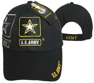 u.s. army star shadow black embroidered baseball cap hat 601s