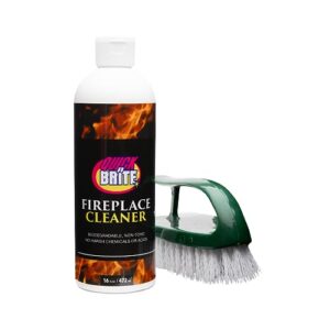 quick n brite fireplace gel cleaner with scrub brush for brick, stone, rock, tile, and marble, nonabrasive fireplace cleaner, made in the usa, 16 oz