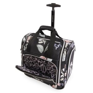 BEBE Women's Valentina-Wheeled Under The Seat Carry-on Bag, Telescoping Handles, Black Floral, One Size