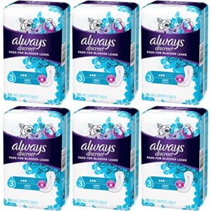 Always Discreet, Incontinence Light Pads, 3 Drops, 30 Pads each (Value Pack of 6)