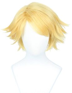 linfairy short straight blonde cosplay wig halloween costume wig for men sung