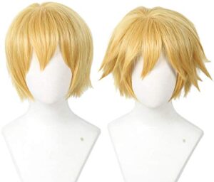 linfairy short blonde cosplay wig halloween costume cat wig for men