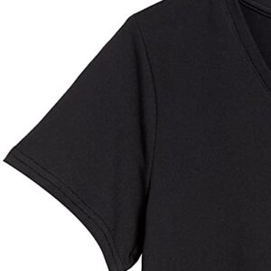 Amazon Essentials Women's Tech Stretch Short-Sleeve V-Neck T-Shirt (Available in Plus Size), Pack of 2, Black, Medium