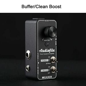 MOOER Audiofile Guitar Headphone Amp Analog, Access to Effects Circuits, Buffer/Clean Boost for Electric Guitar/Bass