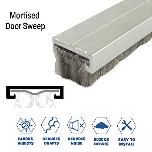 Legacy Manufacturing, LLC. Mill Aluminum Mortised Door Bottom Sweep with Pile Brush Seal (7452MA) in (48''), SMS # 6 x 1/2'' Supplied