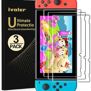 ivoler [3 Pack Screen Protector Tempered Glass for Nintendo Switch, Transparent HD Clear Anti-Scratch Screen Protector Compatible Nintendo Switch