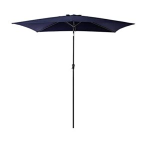 flame&shade 6.5 x 10 ft rectangular outdoor market patio table umbrella with tilt, navy blue