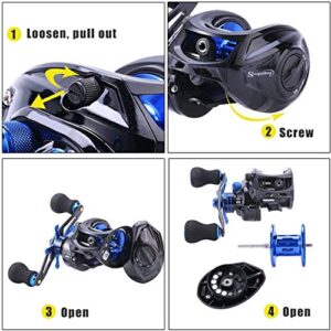 Sougayilang Baitcasting Reel, 7.0:1 Gear Ratio Super Smooth Power, 9 + 1 Shielded Ball Bearings Anti-Corrosion Baitcaster Reel Fishing Reel(Right)