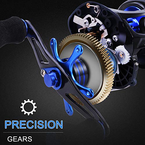 Sougayilang Baitcasting Reel, 7.0:1 Gear Ratio Super Smooth Power, 9 + 1 Shielded Ball Bearings Anti-Corrosion Baitcaster Reel Fishing Reel(Right)