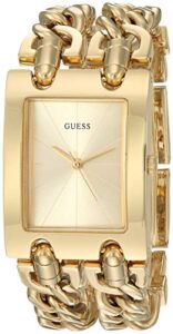 guess gold-tone multi-chain bracelet watch with self-adjustable links. color: gold-tone (model: u1117l2)