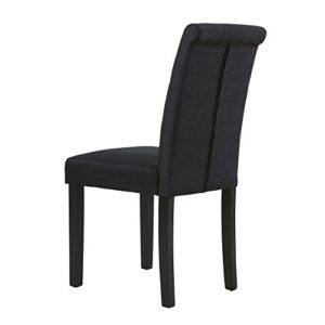 thksbought Set of 2 Upholstered Fabric Dining Chairs with Button-Tufted Details (Black)