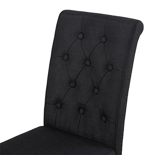 thksbought Set of 2 Upholstered Fabric Dining Chairs with Button-Tufted Details (Black)