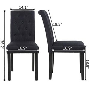 thksbought Set of 2 Upholstered Fabric Dining Chairs with Button-Tufted Details (Black)