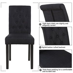 thksbought Set of 2 Upholstered Fabric Dining Chairs with Button-Tufted Details (Black)