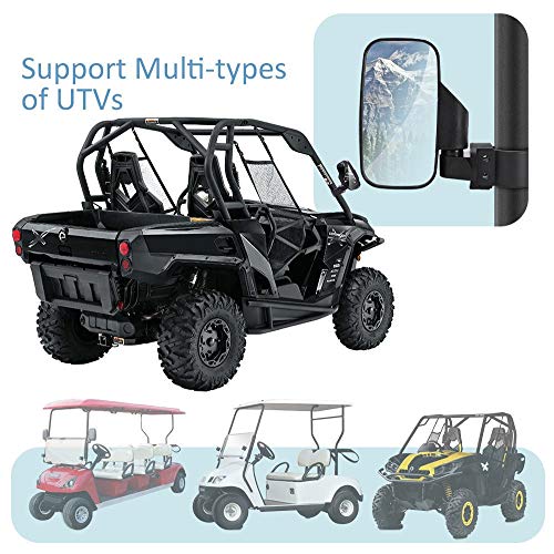 SPAUTO UTV Side Mirrors For 1.6" - 2" Roll Cage Bar, UTV Mirrors Compatible with Kawasaki Mule Yamaha Rhino YZX Pioneer Polaris Shatter-Proof Tempered Glass(Fits Driver and Passenger Side)