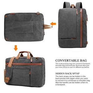 CoolBELL Convertible Backpack Shoulder Bag Messenger Bag Laptop Case Business Briefcase Leisure Handbag Multi-Functional Travel Rucksack Fits 17.3 Inch Laptop for Men/Women (Canvas Dark Grey)