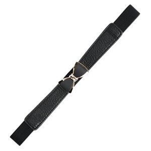 Syuer Womens 1" Width Bow Skinny Elastic Waist Belt Stretchy Belt Thin Belt (L-XL (31"-37"), Black)