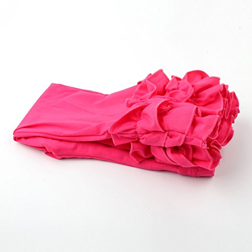 Slowera Little Girls' Ruffle Leggings Baby Toddler Solid Color Pants (Hot Pink, XS: 12-24 Months)