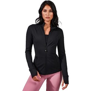 90 degree by reflex women’s lightweight, full zip running track jacket - black - small