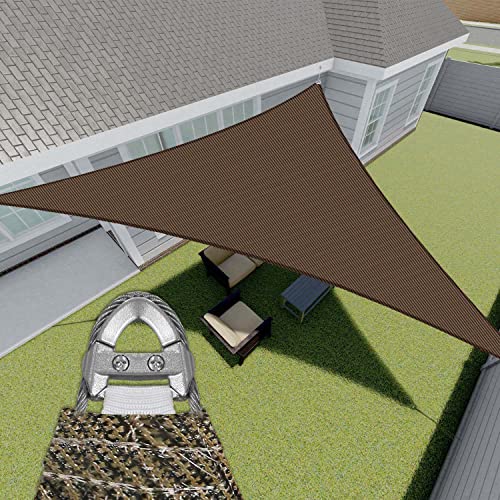 TANG Sunshades Depot A Ring Design Steel Cable Wire Reinforcement 24'x24'x24' Equilateral Triangle Sun Shade Sails Brown Heavy Duty Permeable 260GSM U*V Block Patio Garden Deck Dock Carport Cover