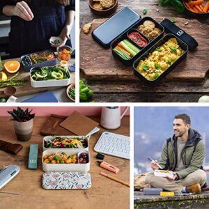 monbento - Bento Box MB Original Jungle with Compartments - 2 Tier Leakproof Lunch Box for Work and Meal Prep - BPA Free - Food Grade Safe - Nature Pattern - Green