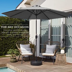 Best Choice Products 10ft Outdoor Steel Polyester Market Patio Umbrella w/Crank, Easy Push Button, Tilt, Table Compatible - Gray