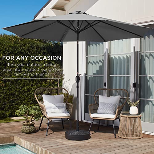 Best Choice Products 10ft Outdoor Steel Polyester Market Patio Umbrella w/Crank, Easy Push Button, Tilt, Table Compatible - Gray