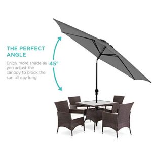 Best Choice Products 10ft Outdoor Steel Polyester Market Patio Umbrella w/Crank, Easy Push Button, Tilt, Table Compatible - Gray