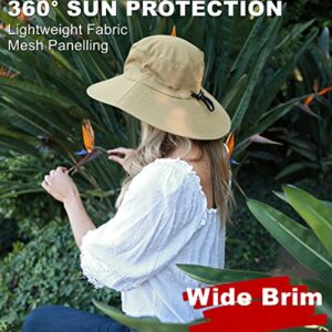 Solaris Wide Brim Women UV Sun Protection Hat for Outdoor Garden Hiking Safari, Tan