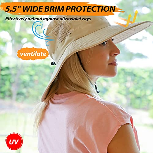 Solaris Wide Brim Women UV Sun Protection Hat for Outdoor Garden Hiking Safari, Tan