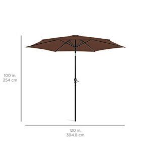 Best Choice Products 10ft Outdoor Steel Polyester Market Patio Umbrella w/Crank, Easy Push Button, Tilt, Table Compatible - Brown