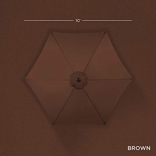 Best Choice Products 10ft Outdoor Steel Polyester Market Patio Umbrella w/Crank, Easy Push Button, Tilt, Table Compatible - Brown