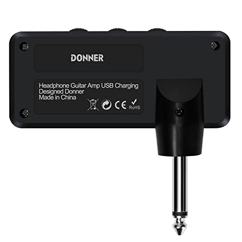 Donner Guitar Headphone Amp Heavy Metal USB Rechargeable Mini Pocket Headphone Amplifier for Electric Guitar