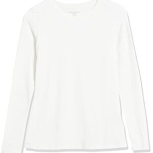 Amazon Essentials Women's Classic-Fit Long-Sleeve Crewneck T-Shirt (Available in Plus Size), White, Small
