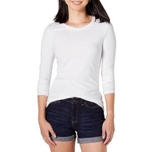 amazon essentials women's classic-fit long-sleeve crewneck t-shirt (available in plus size), white, small