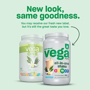 Vega Organic All-in-One Vegan Protein Powder, French Vanilla -Superfood Ingredients, Vitamins for Immunity Support, Keto Friendly, Pea Protein for Women & Men, 3.1 lbs (Packaging May Vary)