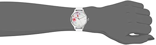 Timex Women's Crystal Bloom 36mm Watch – White Floral Crystal Accent Dial Silver-Tone Case with White Leather Strap