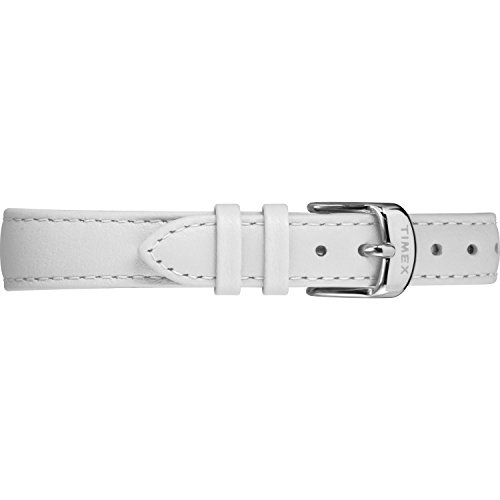 Timex Women's Crystal Bloom 36mm Watch – White Floral Crystal Accent Dial Silver-Tone Case with White Leather Strap