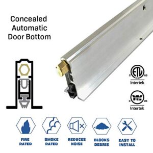 Fire Rated/Light Duty/Concealed Automatic Door Bottom with Solid Rubber Extrusion (7023CA), SMS # 6 x 1/2'' Supplied, (9/16'' W x 1-1/2'' H x 48'' L)