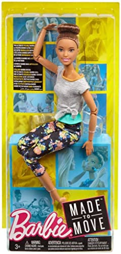 Barbie Made to Move Dolls with 22 Joints and Yoga Clothes, Floral, Blue