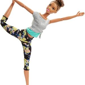 Barbie Made to Move Dolls with 22 Joints and Yoga Clothes, Floral, Blue