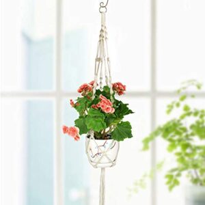 Wiwaplex Macrame Plant Hanger, 2 Pack Plant Hanger, Cotton Rope Plant Hangers Indoor Outdoor, 4 Legs Plant Hanger Brackets, Flower Pot Hanging Plant Holder for Home Decorations (White) (40 Inch)