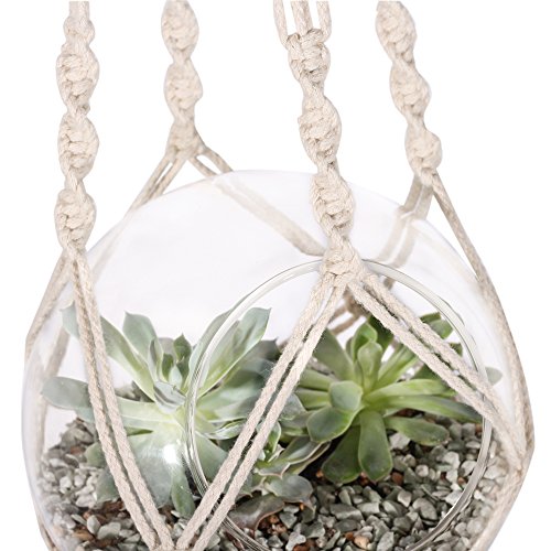 Wiwaplex Macrame Plant Hanger, 2 Pack Plant Hanger, Cotton Rope Plant Hangers Indoor Outdoor, 4 Legs Plant Hanger Brackets, Flower Pot Hanging Plant Holder for Home Decorations (White) (40 Inch)