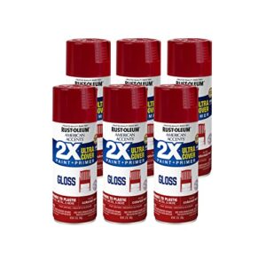 rust-oleum 327877-6 pk american accents spray paint, 12 ounce (pack of 6), gloss colonial red, 72 ounce