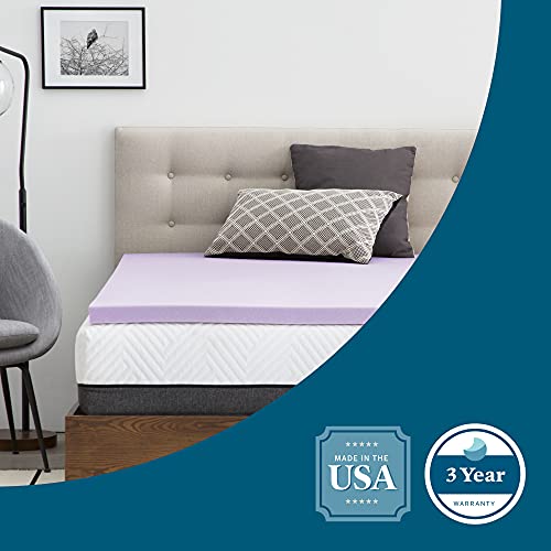 LUCID 2 Inch Lavender Infused Memory Foam Mattress Topper - Ventilated Design - California King Size