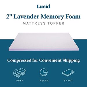 LUCID 2 Inch Lavender Infused Memory Foam Mattress Topper - Ventilated Design - California King Size