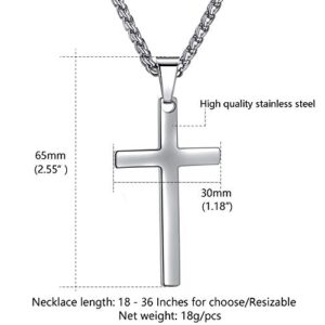 Jwelbuete Cross Pendant Necklace for Men Stainless Steel Titanium Necklace,18-36 Inches (20" Chain)