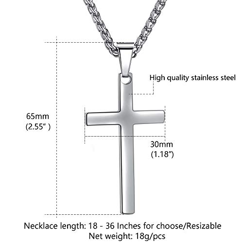 Jwelbuete Cross Pendant Necklace for Men Stainless Steel Titanium Necklace,18-36 Inches (20" Chain)