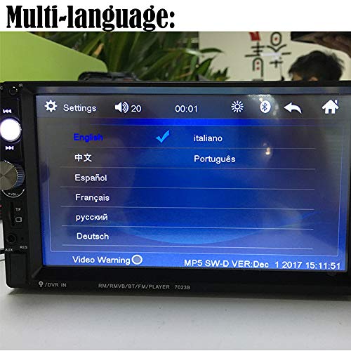 Podofo Double Din Car Stereo Radio 7 Inch Touch Screen Bluetooth Handsfree Mirror Link USB SD FM Audio Receiver with Backup Camera Wireless Remote Control Steering Wheel Control